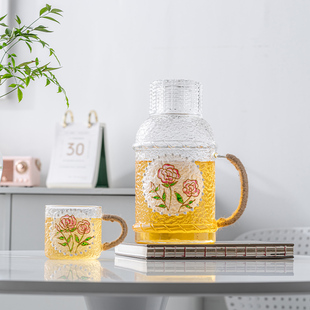 尚器 中古风中式冷水壶凉水壶玻璃水壶套装家用耐高温大容量茶壶