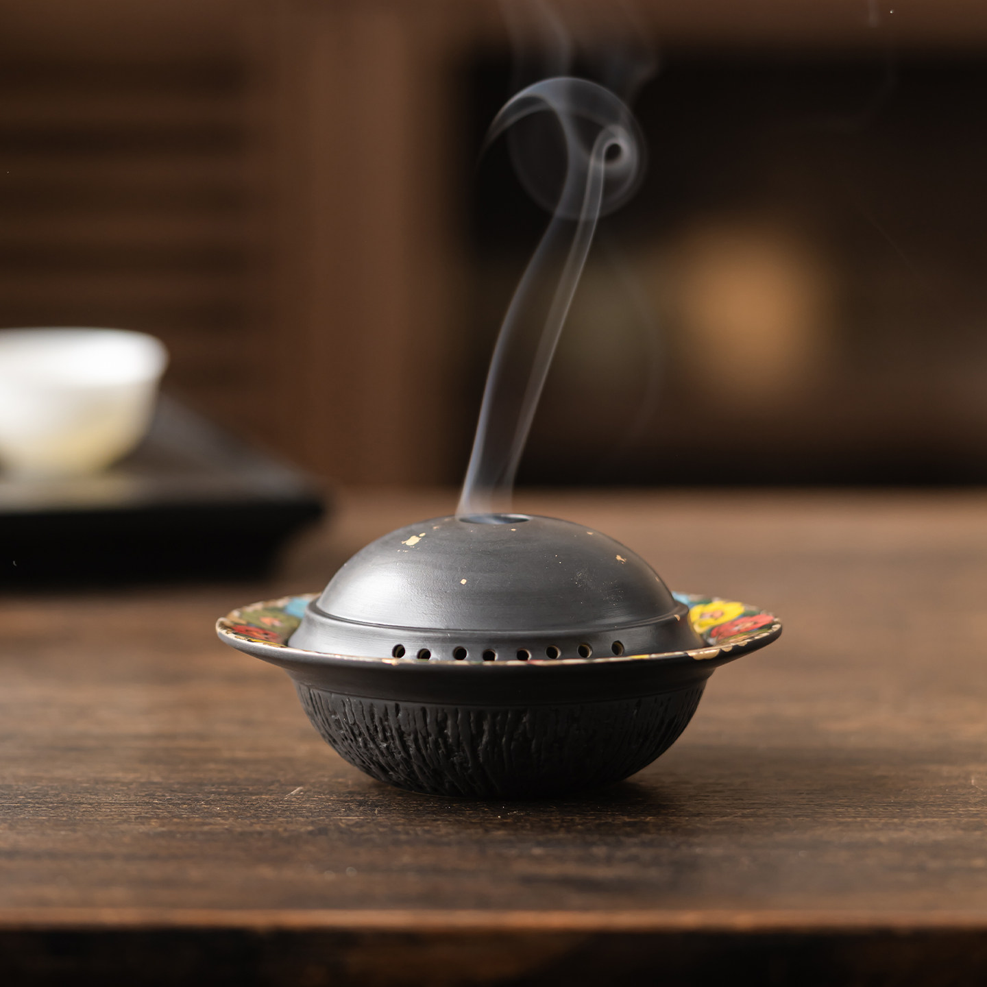 尚器 唐卡手绘星球香炉 茶道盘香炉创意黑釉陶瓷美学香插小众香托