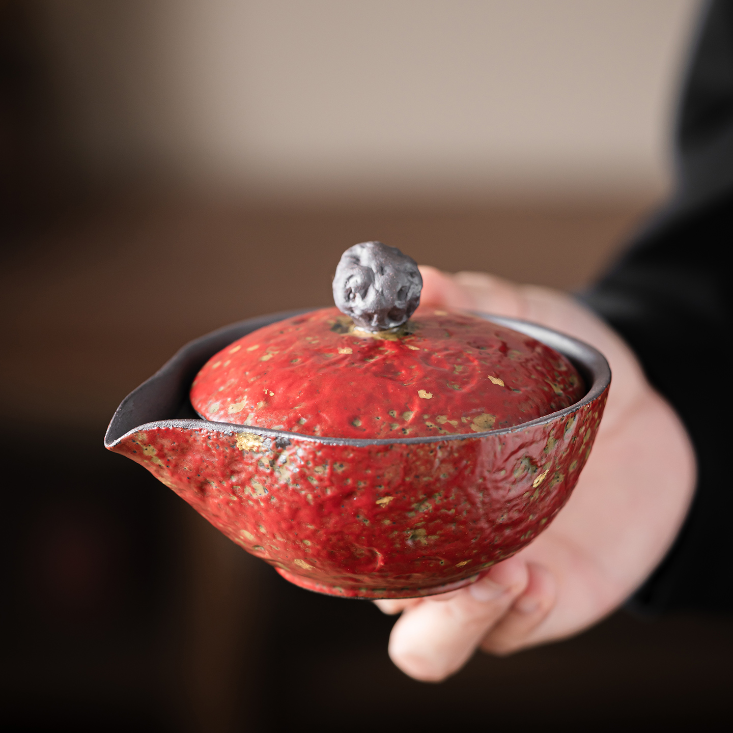 尚器满山红洒金太湖石手抓壶高档单个家用泡茶壶小急须壶粗陶茶具