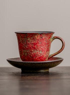 尚器红色陶瓷咖啡杯套装茶具茶杯个人专用主人杯复古高档精致美式