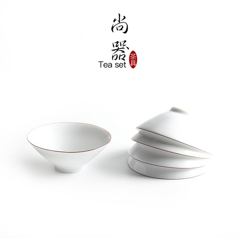 白瓷斗笠杯功夫茶具陶瓷主人杯茶杯日式茶盏个人品茗杯哑光釉茶杯,餐饮具,茶杯,淘宝优惠券,粉丝福利购,淘宝优惠卷