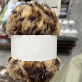 豹纹皮草喵星狐狸护耳帽仿兔毛钩织包包精灵帽虎头鞋帽勾边毛毛线