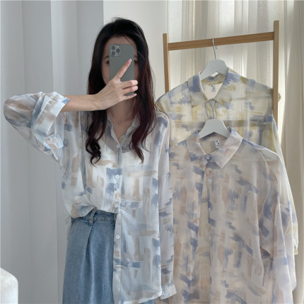 长袖衬衫上衣女设计感小众春夏2025新款大码胖mm宽松防晒开衫外套