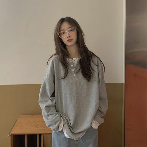 大码胖mm假两件上衣服百搭打底衫