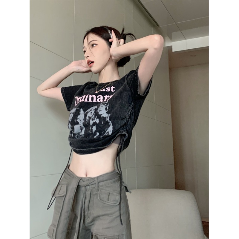 修身显瘦印花不规则甜辣风上衣女