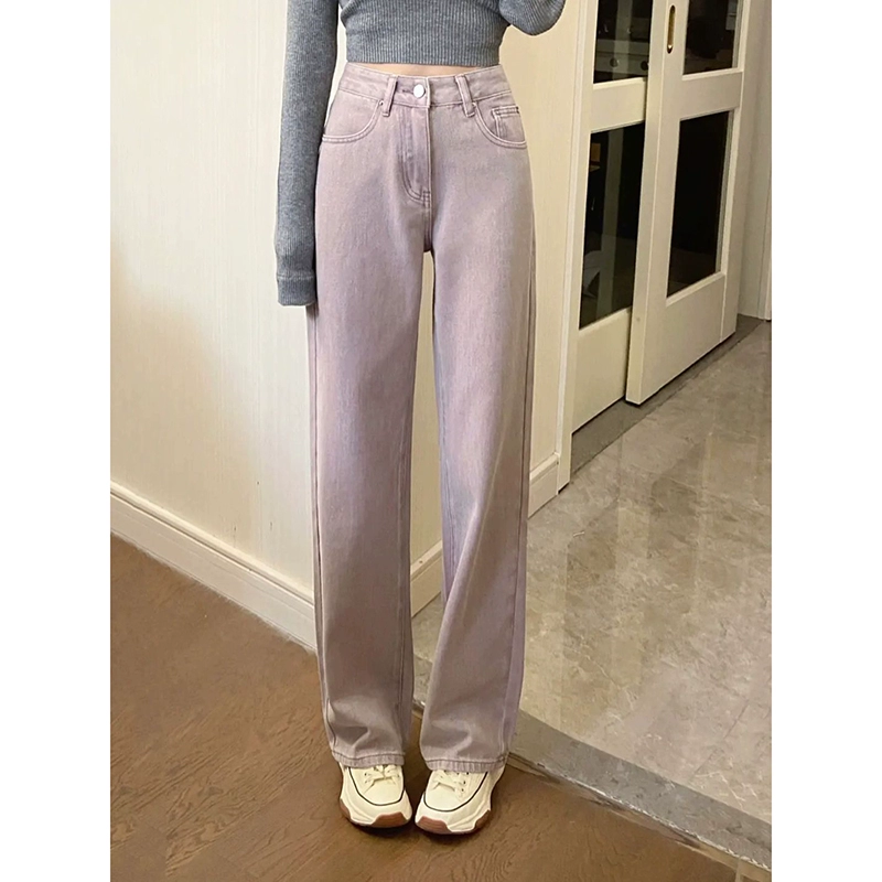 大码胖妹妹美式高腰直筒牛仔裤女春秋新款复古宽松显瘦阔腿长裤子,女装/女士精品,牛仔裤,淘宝优惠券,粉丝福利购,淘宝优惠卷