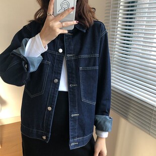大码胖妹妹牛仔外套女春秋新款长袖百搭学生bf宽松夹克上衣ins潮