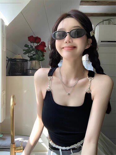 金属扣纯欲风外穿吊带小背心女