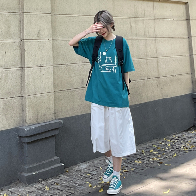 高腰七分裤夏季百搭日系