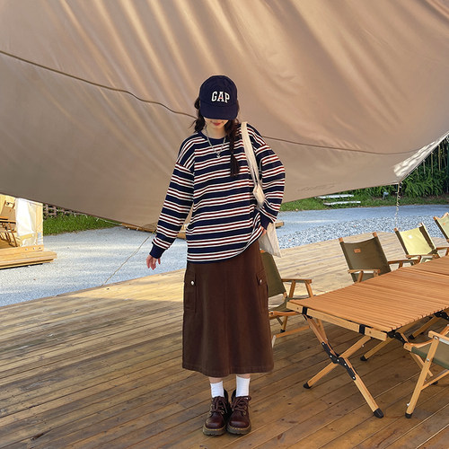 设计感美式复古工装半身裙