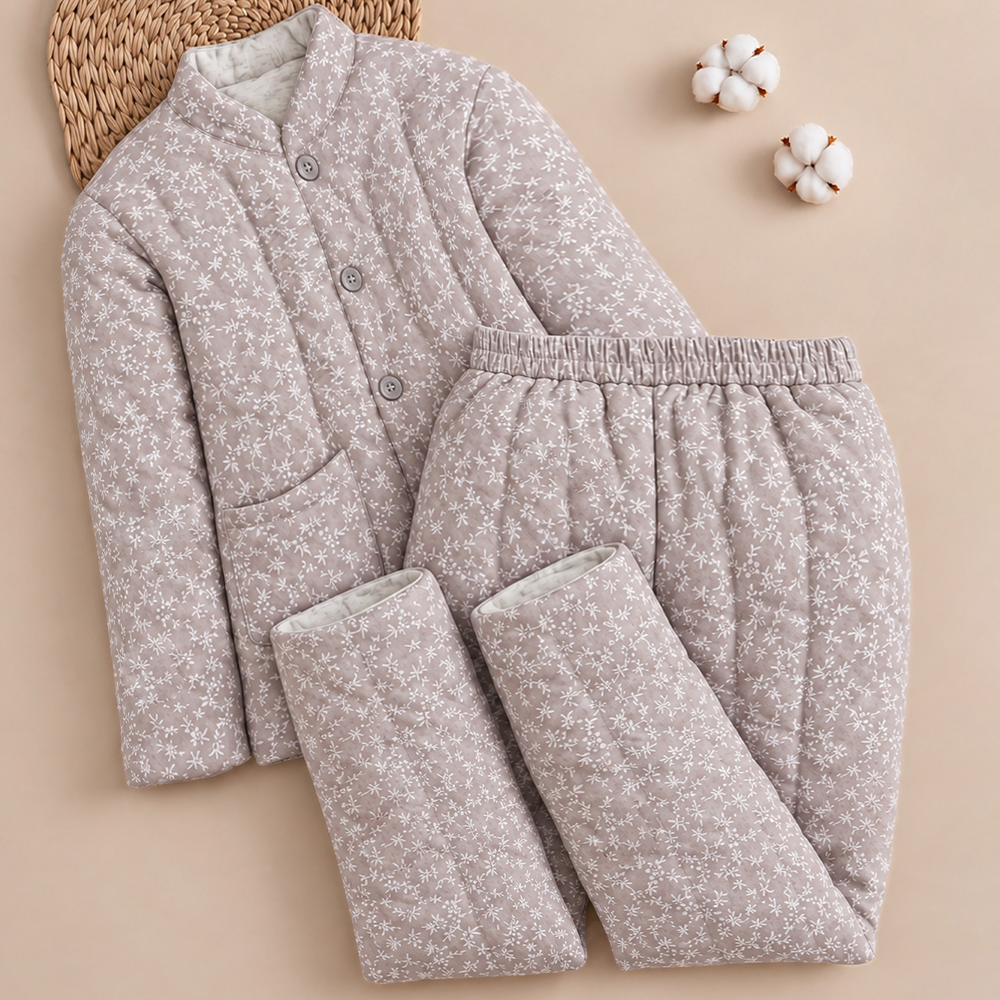 纯棉花女士棉花棉衣棉裤冬季保暖加厚棉服田园风修身棉袄可外穿