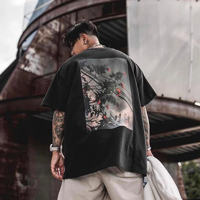 高街FG复线潮牌夏季花卉宽松T恤