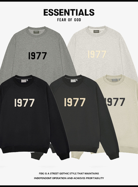 ESSENTIALS潮牌1977数字印花FOG套头圆领卫衣男女宽松加绒上衣