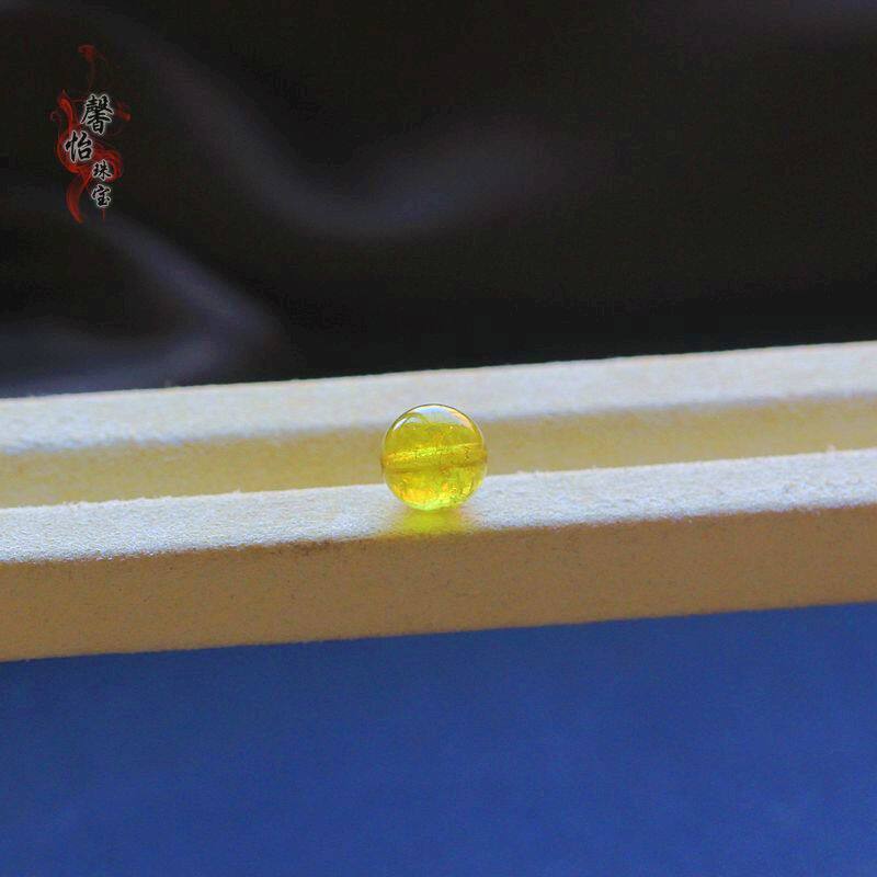 近雀黄碧玺单珠散珠9 9.3MM玻璃体柠檬黄多宝手链DIY配珠