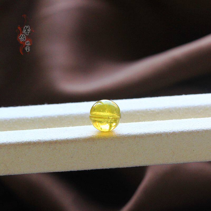 近雀黄碧玺单珠散珠9 9.2MM柠檬黄玻璃体多宝手链DIY配珠