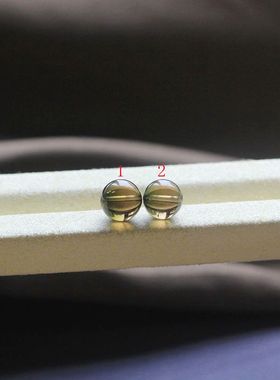 肉眼近净体烟灰色碧玺单珠散珠8.9 9.3MM玻璃体多宝手链DIY配珠