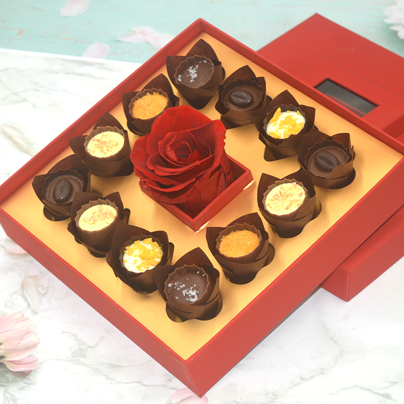 比利时进口巧克力礼盒装玫瑰手工夹心黑巧纯可可脂零食圣诞节礼物