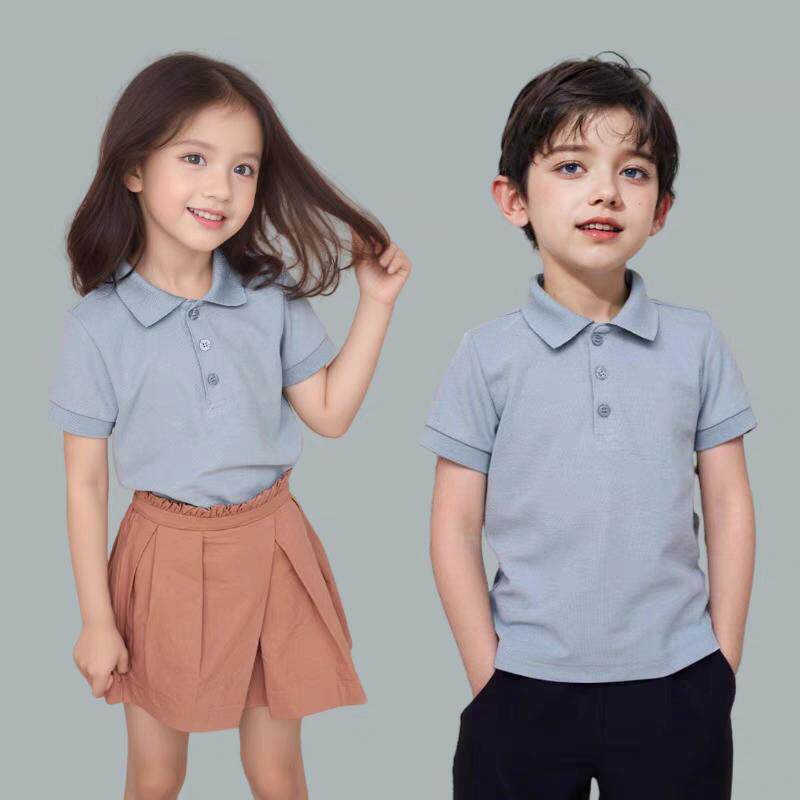 新款夏T恤童装儿童纯棉男女童短袖polo衫A类小中大童校服园服ins