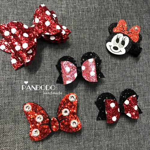 纯手工进口闪粉米妮系列宝宝发饰