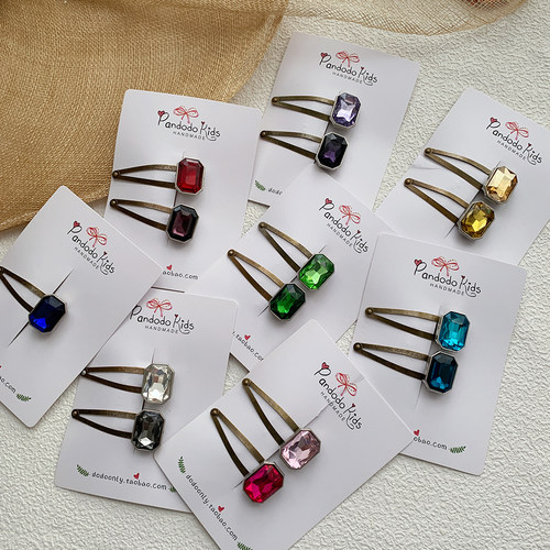 Pandodo手作 韩国经典复古闪钻儿童发夹 女童BB夹刘海夹对夹发卡