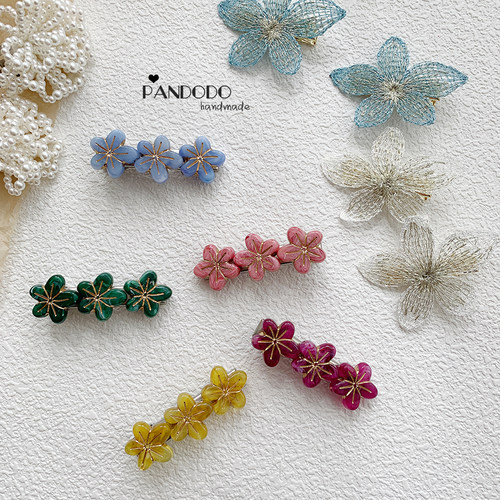 韩国进口原版ins博主同款 春夏复古小花朵发夹 樱花小清新发饰