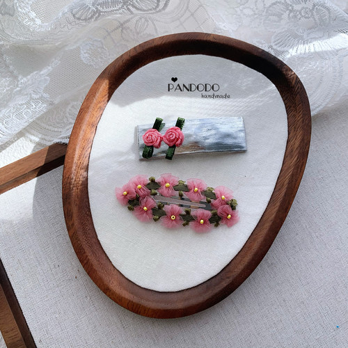 ins风精致丝带小花发饰 彩色花环头饰小仙女女童花朵发夹BB夹发卡