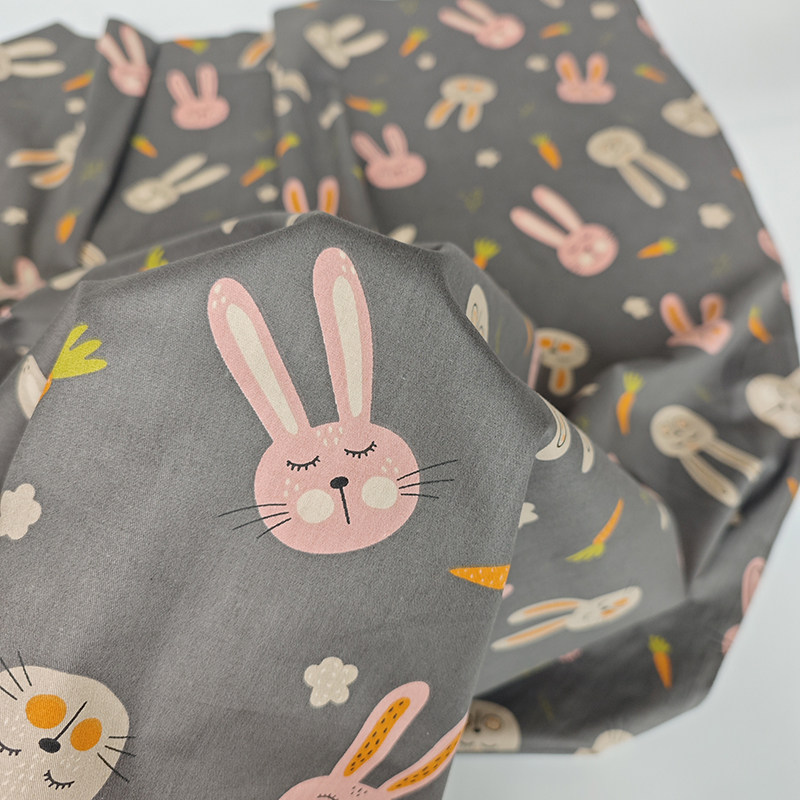 斜纹幼儿园卡通小兔子布料被套