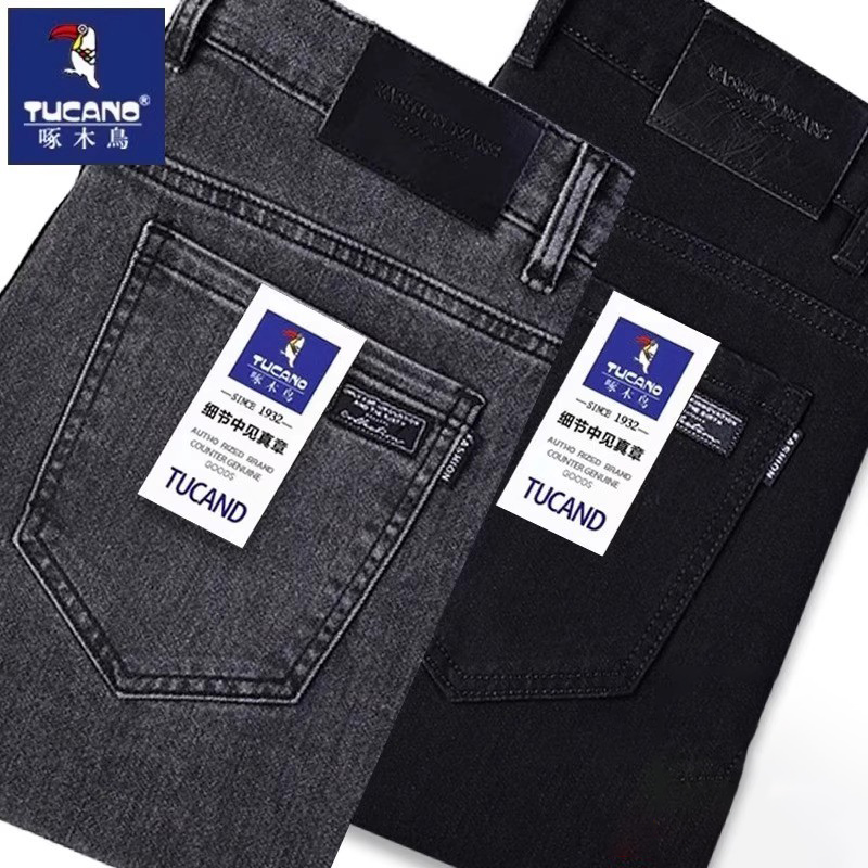 啄木鸟牛仔裤男士秋季款2025新款直筒修身弹力商务休闲长裤子男款