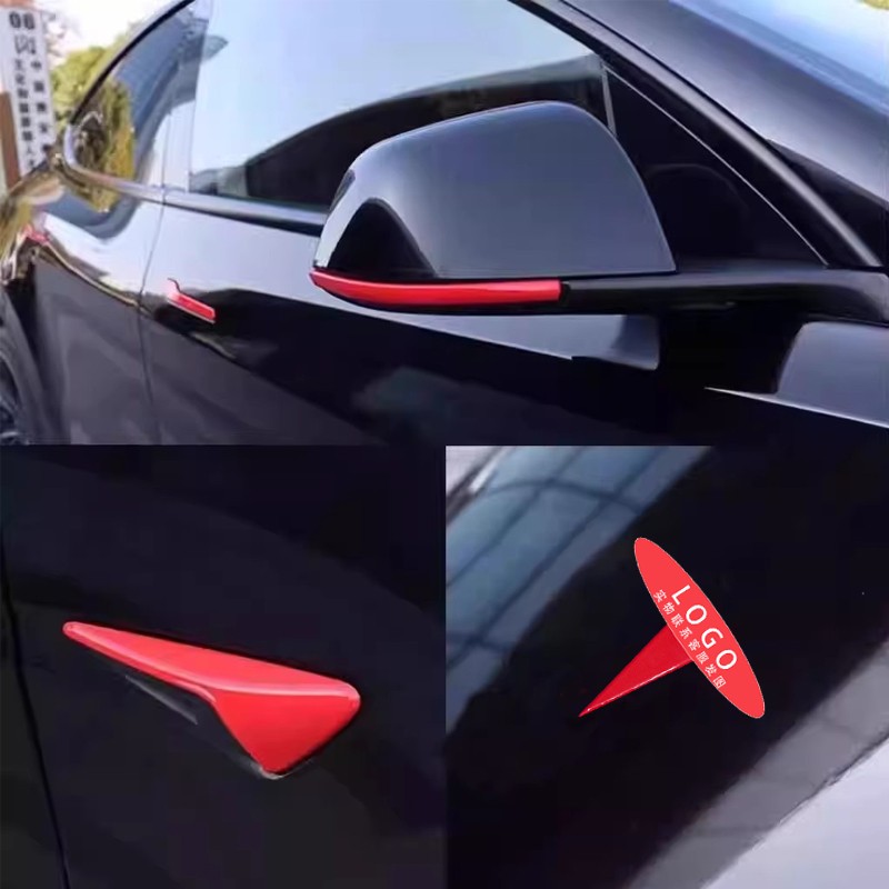 适用特斯拉ModelY/3焕新车标亮中国红尾门贴门把手装饰丫配件改装