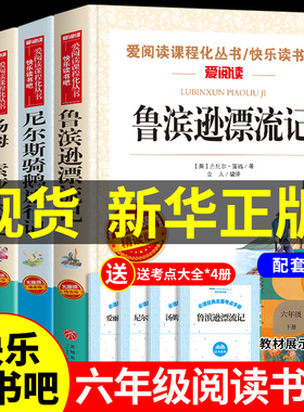 全4册鲁滨逊漂流记原著完整版六年级下册必读的课外书快乐读书吧老师推荐汤姆索亚历险记尼尔斯骑鹅旅行记爱丽丝漫游奇境罗冰孙