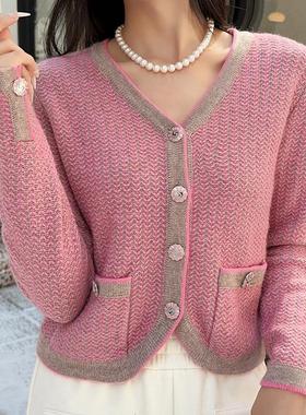 R牌特价正品欧货2023秋季18180通勤柔软舒适毛衣外套单排扣