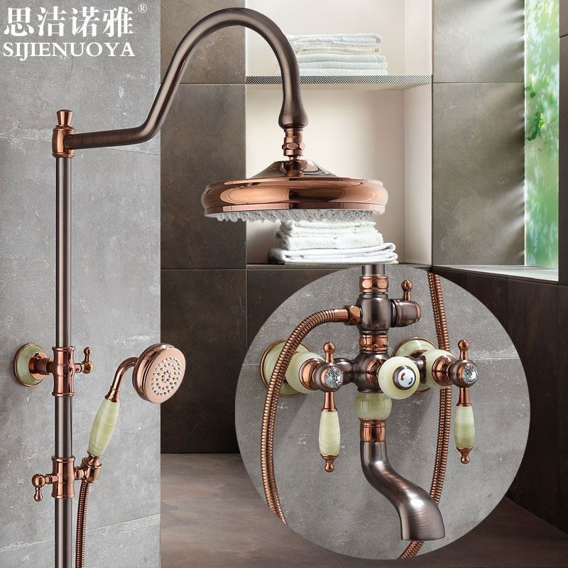 American style natural jade Shower Flower sprinkling suit Rose Gold Bronze European style All copper To fake something antique Hot and cold water tapin the Decoration main material , Toiletries , Bathroom faucet , Shower faucet(Set)  category - from Buy2taobao.com to provide professional Taobao agent buy service
