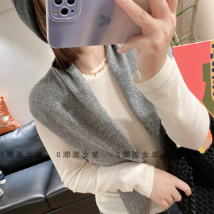 高端软黄金绵软舒适花纱带亮丝珠片100山羊绒三角围巾披肩秋冬