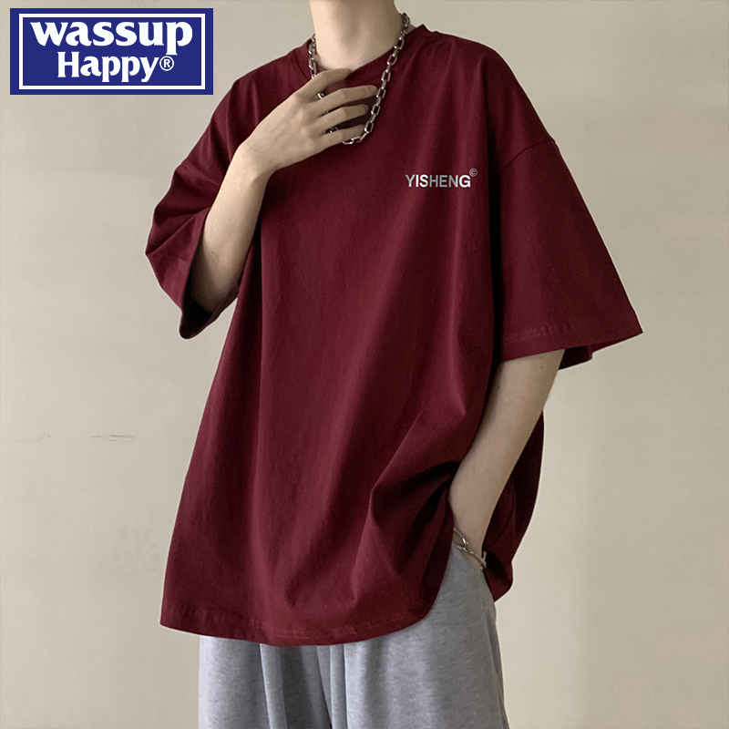 短袖t恤wassuphappy潮流百搭