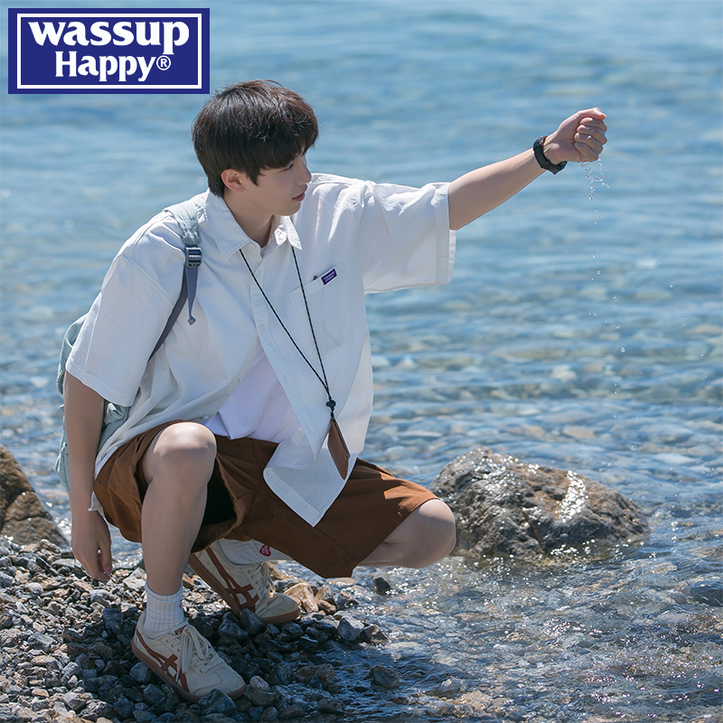 wassuphappy潮流短袖衬衫