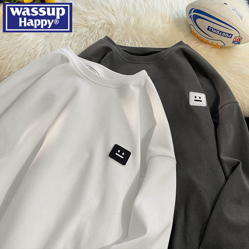 wassuphappy潮流百搭长袖T恤男