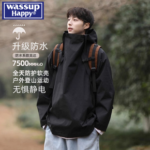 2024新款 WASSUP 春秋季 夹克 HAPPY三防户外冲锋衣外套男款 潮牌工装