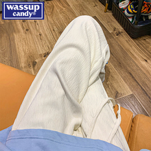 WASSUP CANDY薄款白色裤子男夏季新款宽松直筒裤潮流垂感休闲长裤