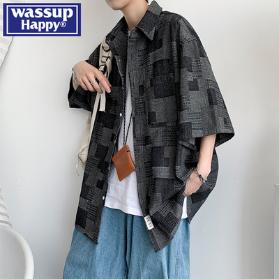 短袖衬衫wassuphappy潮流百搭