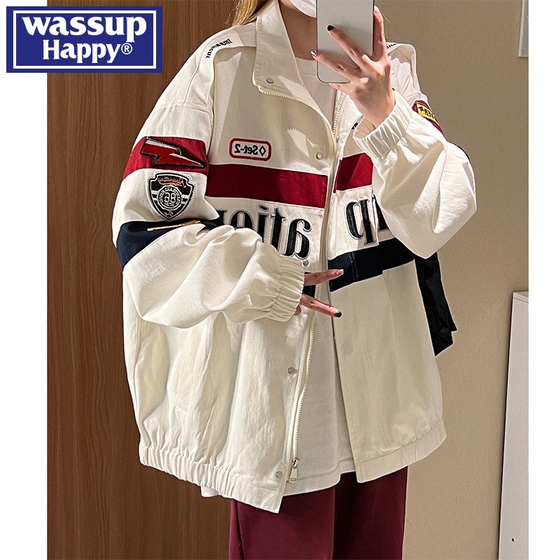 wassup happy赛车服夹克男秋冬季潮流美式高级感痞帅机车休闲外套