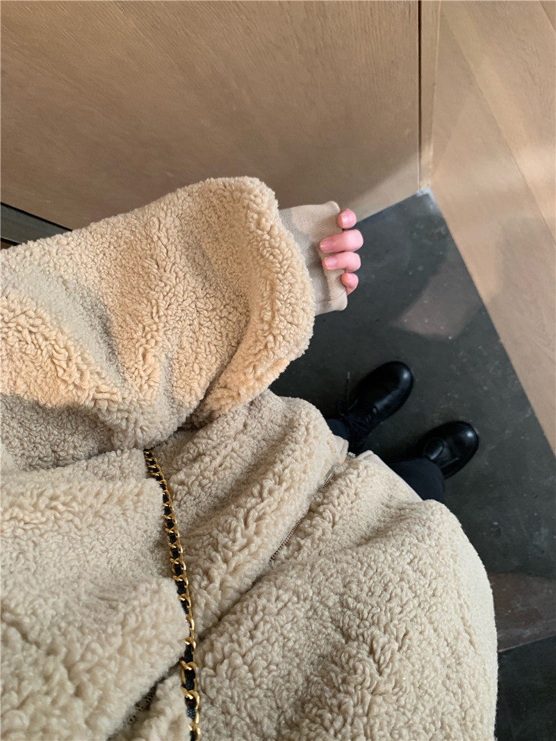 【4折】复活款 软fu敲爱的立领羊羔毛女短外套 双面穿飞行夹克