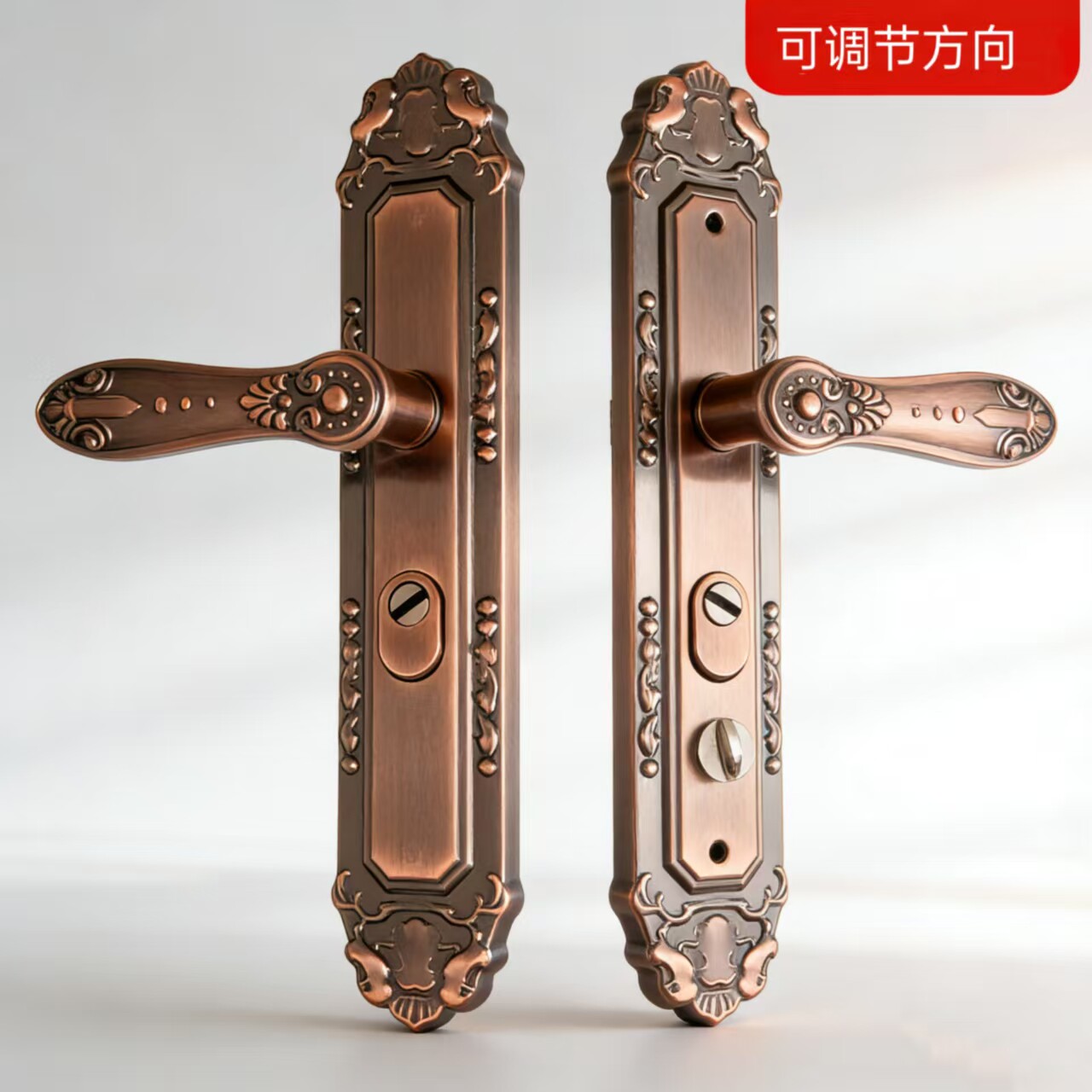 防盗门把手老式锁具红古铜大门执手内锁入户门锁加厚铝合金门拉手