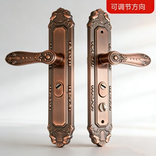 防盗门把手老式锁具红古铜大门执手内锁入户门锁加厚铝合金门拉手