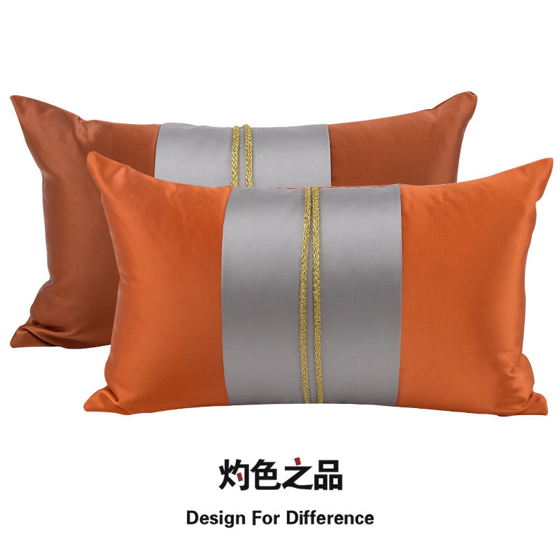 简约现代橙红色拼接酒店别墅样板房沙发客厅床上靠枕靠垫抱枕腰枕,居家布艺,腰靠垫,淘宝优惠券,粉丝福利购,淘宝优惠卷