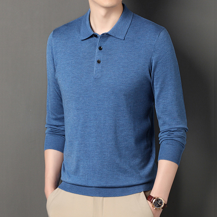 针织polo衫男士长袖t恤2025新款春秋冬季成熟稳重毛衣打底衫男款