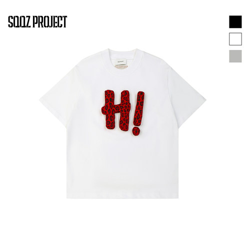 SQQZ PROJECT 原创正品 豹纹Hi立体塞棉撞色字母短袖T恤跑男同款