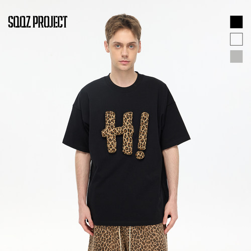 SQQZ PROJECT 原创正品 豹纹Hi立体塞棉撞色字母短袖T恤跑男同款
