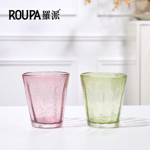 Roupa罗派手工小众玻璃杯高颜值气泡杯中古风果汁饮料杯ins冷水杯