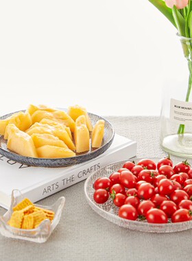 ROUPA罗派水晶彩色玻璃水果盘西餐盘甜品冷餐盘大号绿色灰色透明