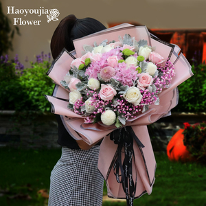 温州鲜花速递同城玫瑰花绣球混搭花束生日鲜花同城配送订花送花店